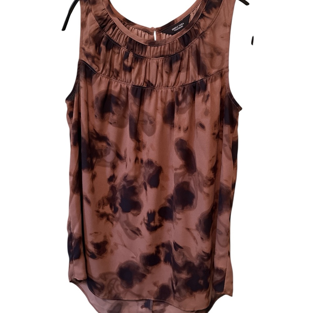Simply Vera Verawang Tank Top SzSmall Animal Print Brown Black Sleeveless Blouse
